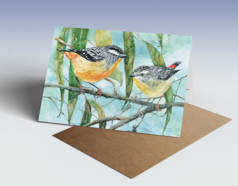 Spotted pardalotes greeting card